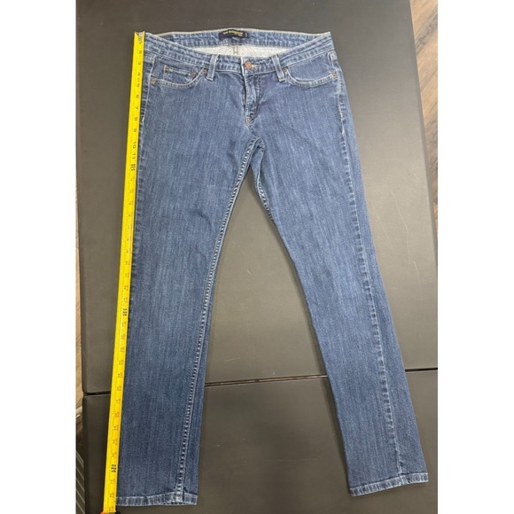 Levi's 524 Too Superlow Jeans Womens 11 Medium Blue Bootcut Distressed - Picture 7 of 11